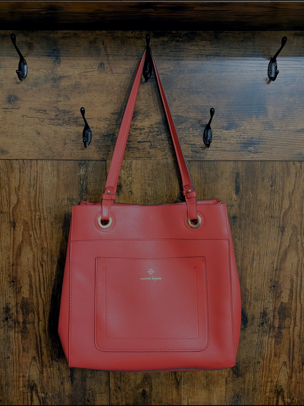 Nanette Lepore Dusty Pink Leather Shoulder Tote with Exterior Pocket